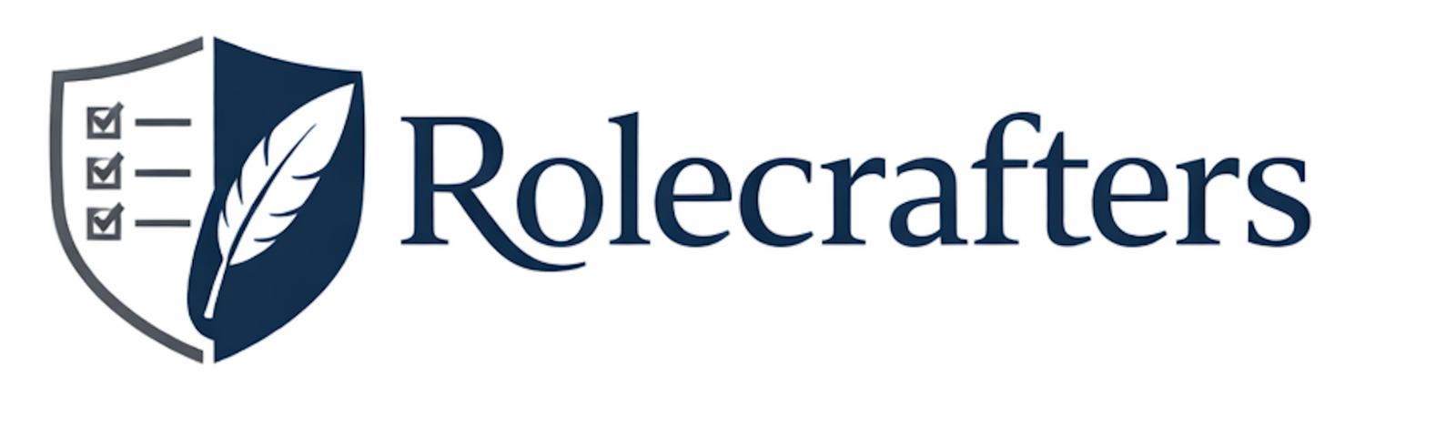 RoleCrafters — shield and quill logo